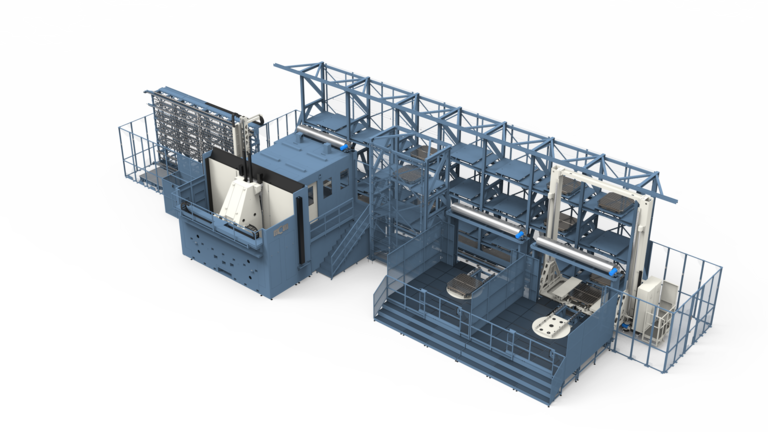 Rendering del centro di lavoro orizzontale MCM Tank 2600 5 assi oggi in fase di installazione