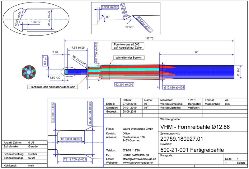 Umfangreiche Werkzeugdokumentation mit NUMROTO Draw, wie sie
bereits in der Angebotsphase erstellt wird. Umfangreiche Werkzeugdokumentation mit NUMROTO Draw, wie sie bereits in der Angebotsphase erstellt wird.