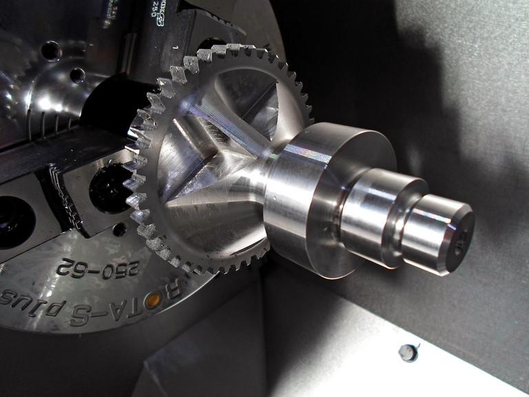 Example of a workpiece created using only Genymab: Turning + Milling + Trimming.
