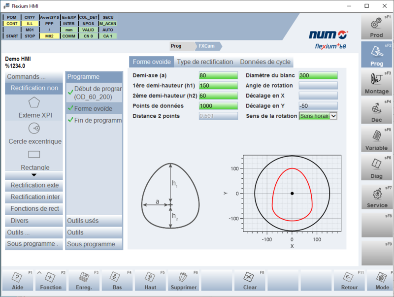 IHM : page de saisie pour la forme de l'œuf