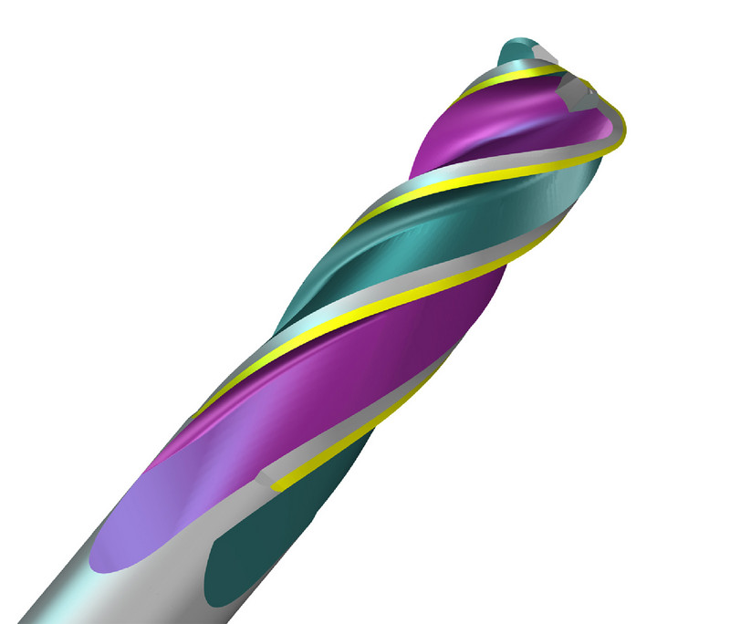 NUMROTO tool grinding software now automates production of complex geometry machine tools, such as this corner radius cutter featuring differential helical edges with constant land width.