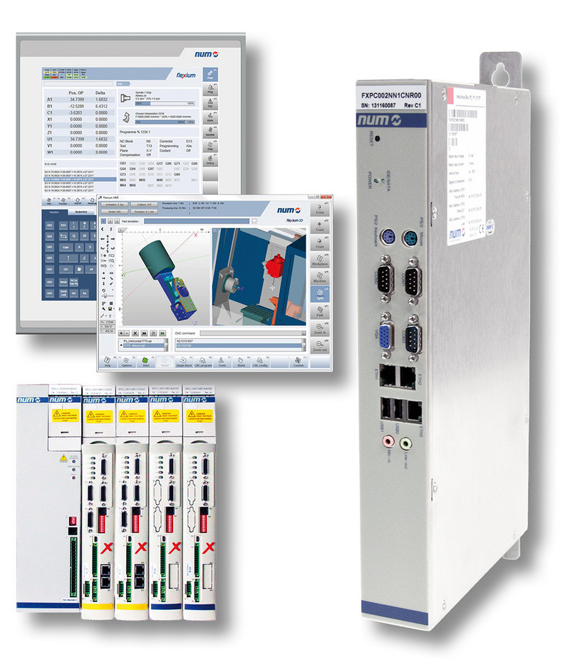 NUM’s latest Flexium+ 8 CNC kernel offers two CNC channels and accommodates up to five axes, four of which can be interpolated.