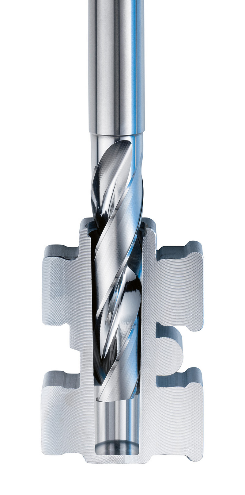 Der neuen MAPAL ‘MEGA drill 180’ mit der asymetrischen Spitze und verstärkten Schneidekanten.