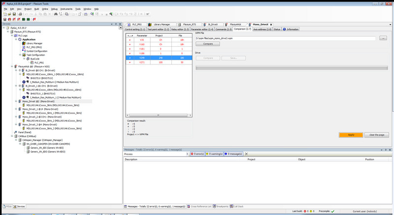 Servo Drive Parameterizing - Advanced Page Compare