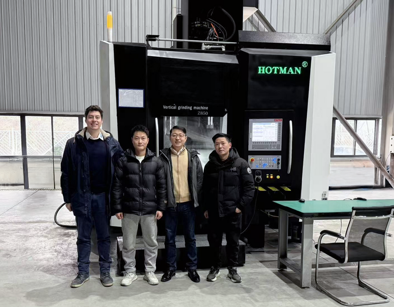From left to right: Mr. Cédric Trachsler, Product Manager NUMgrind NUM, Mr. Fan, Technical Leader Hotman, Mr. Longwei Jiang Managing Director NUM China and Mr. Xi, Electrical engineer Hotman